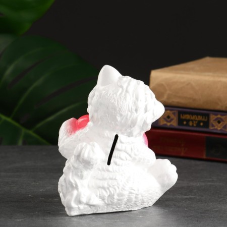 Копилка "Кот с сердцем" белый, 10х10х13см-2