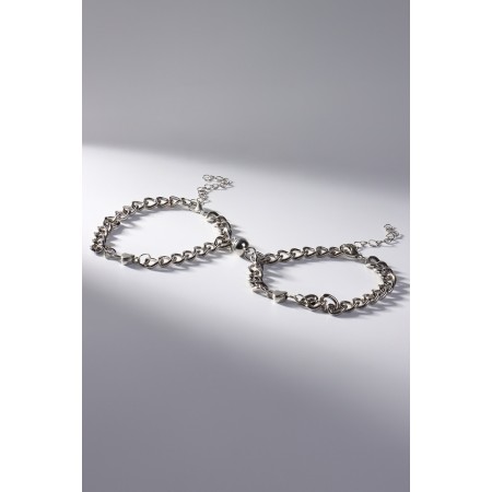 Bracelets "Demetrons" on a magnet, heart on large links, color silver-2