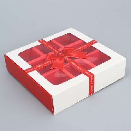 Box for 9 sweets with cells "New Year's gift" 14.5 x 14.5 x 3.5 cm, New Year-1