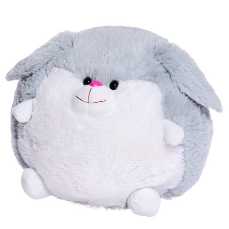 Soft toy "hare", round, gray color, 34 cm-1