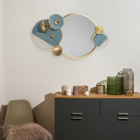 Decor Wall metal with a mirror "Style" blue-gold 59.7x98.4x6.4 cm