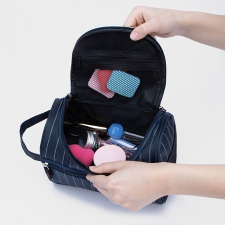 Lightning cosmetic bag, external pocket, blue color-3