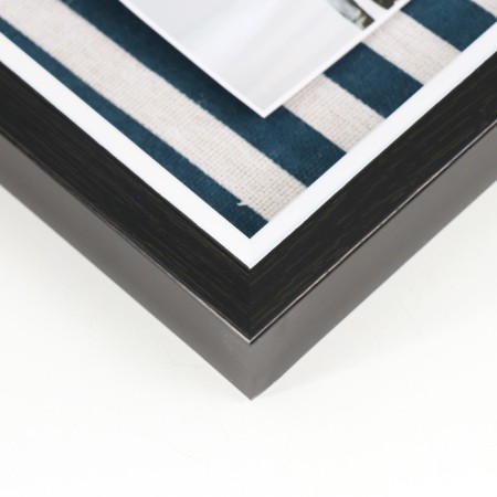 Photo frame plastic, textiles on 4 photos "cute house in black strip" with clothespins 40x35 cm-1