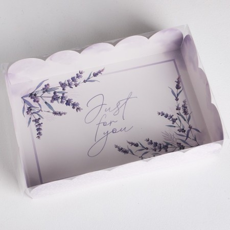 Cookie box, confectionery packaging with PVC lid, just for you, 20 x 30 x 8 cm