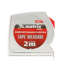 Рулетка MATRIX Chrom, 2 м x 13 мм, хромированный корпус
