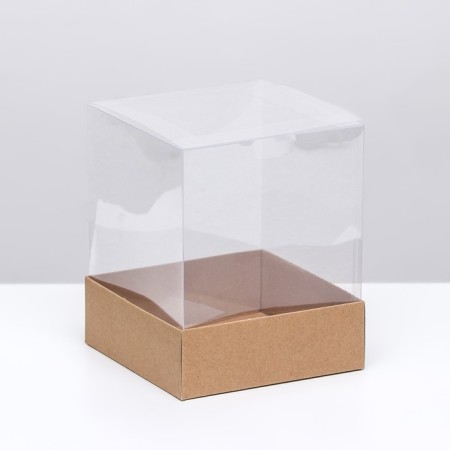 Box for cakes, craft, 14.5 x 14.5 x 17.5 cm. Confectionery packaging