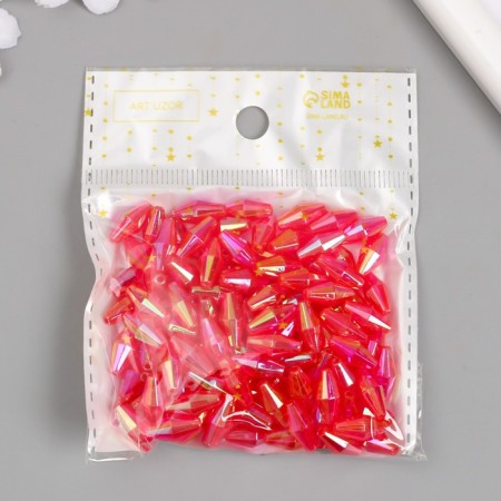 Beads for creativity Plastic "Rhombus Crystal Hologography Fuchsia" set 20 grams 0.6x0.6x1.2 cm-3