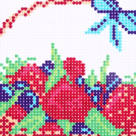 Canvas for embroidery with a cross "Basket with berries", 20 x 15 cm-1