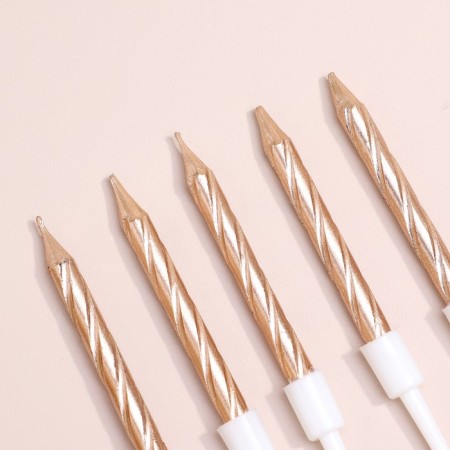 Candles in the cake "Spiral", 10 pcs, medium, 5 cm, champagne-2