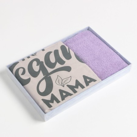 Gift set of Ethel Vegan Mama apron 70x60 cm, towel 30x60 cm, 100% cotton-7