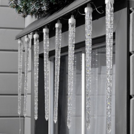 Garland "icicles rhyflated" 2.5 × 0.42 m, IP65, transparent thread, 288 LED, white glow with a drain effect, 12 V effect-1