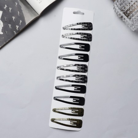Invisibility for hair "Lira" (set of 10 pcs) space, 6.5 cm, black and white-1