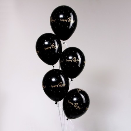 Latex ball 12 "HBD, pastel, set 5 pcs., Black color-1