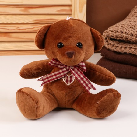 Soft toy "Bear", with a bow, 18 cm, brown color