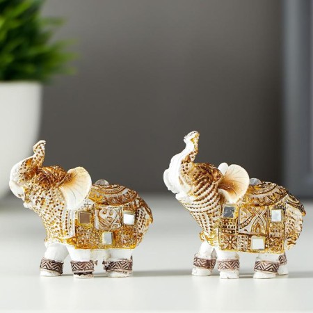Polystone souvenir "White elephant with a blade of Arab carpet" mix 5.5x5x2.2 cm