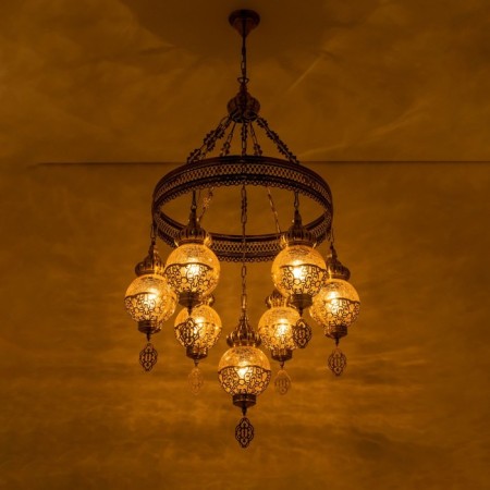 Suspended chandelier Citilux "Cairo" CL419163, 56x56x100 cm, 7x75W, e27, brown color-18