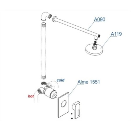 The shower system wasserkraft a12119, built -in, tropical shower, chrome-2