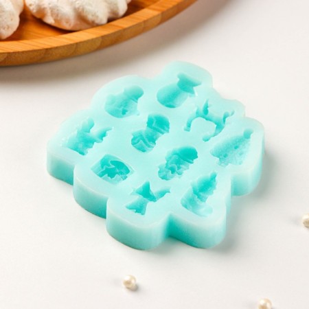 Silicone Mold "Mix Figures", 8 × 8 cm, turquoise color-2