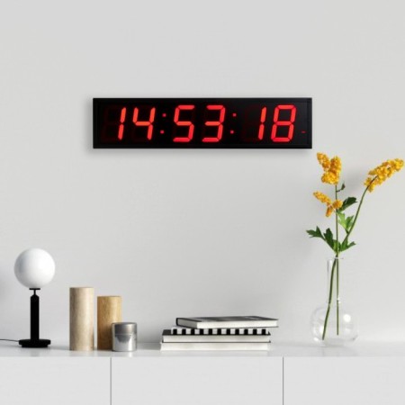 Electronic wall clock "Solomon", timer, stopwatch, 97 x 8 x 23 cm, red numbers-1