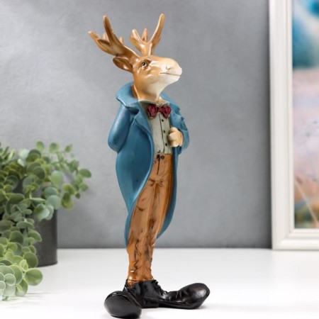 Polystone souvenir "Elk in a blue jacket and red butterfly" 30x12.5x11.5 cm-2