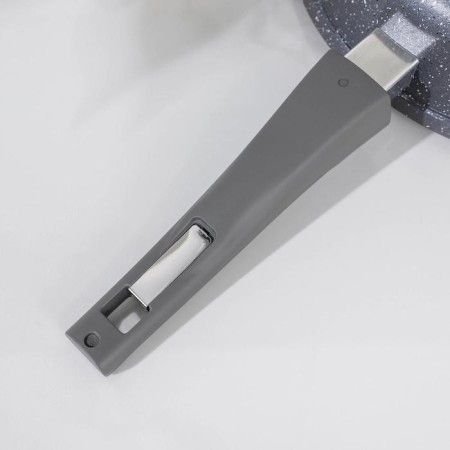 Granite pan, d = 28 cm, removable handle, anti -stick coating, removable handle, glass cover, color gray color-4