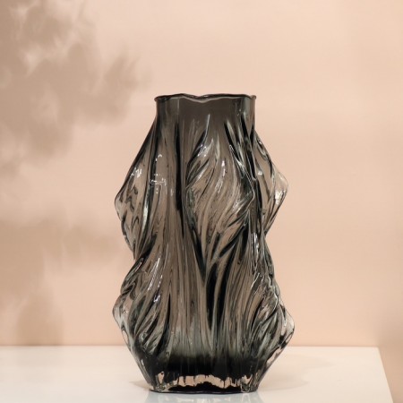 Vase for Flowers "Lucia" from transparent black glass 26.5 x 8 x 8 cm-4
