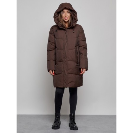 Coat insulated winter female, size 52, dark brown color-4