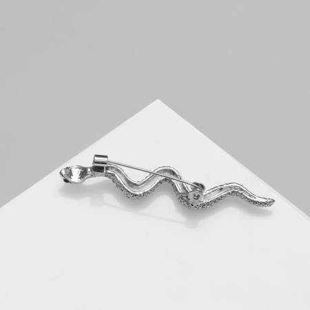Brooch "Snake", white color in silver-2