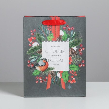 Craft vertical “Happiness and Love” package, MS 18 x 23 x 10 cm, New Year-2