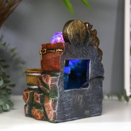 The desktop fountain from the network, backlighting "Elephants and Chinese Coin" 20.5x14x11 cm-3