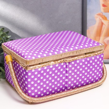 Casket for needlework "White peas on lilac" 13x17.5x24 cm-2