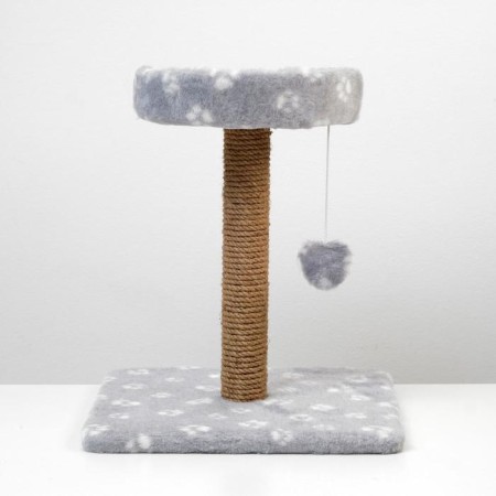 Clogging Small "Arena" with a toy, 40 x 40x 50 cm, jute, gray with paws-3