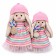 Soft toy "Bunny Mi" in a striped dress with a candy, 25 cm