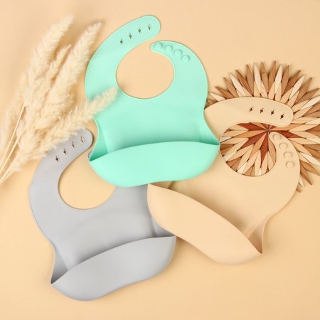 Blory for feeding silicone with pockets, beige color-1