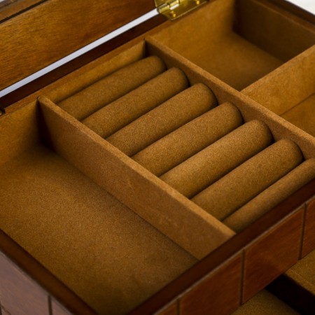Casket wood for jewelry "Cell" brown 13.8x16.5x24 cm-2