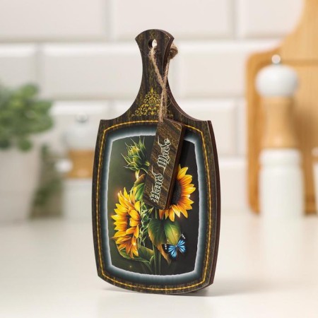 Decorative board "Sunflower with a butterfly", 22.6x13.5x0.5 cm-1