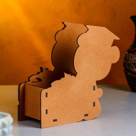 Kashpo wooden "Bear School", 17x8x17 cm, oak, black-1