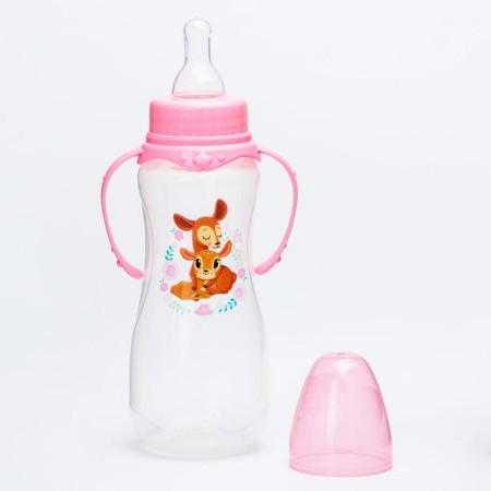 A bottle for feeding “Reindeer: mothers and babies”, classic throat, 250 ml., 0 months, fitted, with handles-3