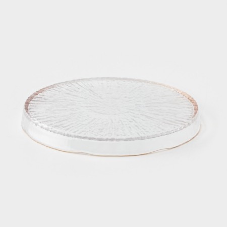 Dessert plate Magistro Water Lily, D = 15 cm, glass, with a golden border, transparent-3