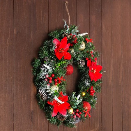 Festive wreath "New Year's carnival", 45 cm, handmade-1
