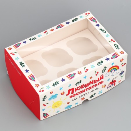 Capley box, confectionery packaging with a window, 6 cells, “favorite”, 25 x 17 x 10 cm-1