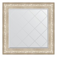 Mirror with engraving in the baguette frame, vignette silver 109 mm, 90x90 cm