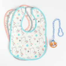 A set of children's slotting cranes I, 3 pcs. + Gift, 29x20 cm., Biryuza, pink, gray color