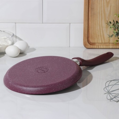 Pancake pan Trendy Style, D = 24 cm, plastic handle, anti -stick coating, burgundy color-2