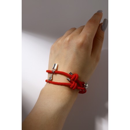 Bracelets "Demetrons" on magnets, a lock with a key, the color is red, 7 cm-1