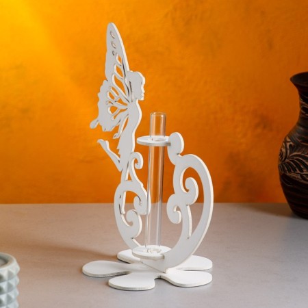 Kashpo wooden 13.5 × 13 × 24 cm with 1 flask "Fairy", white give beautifully-2