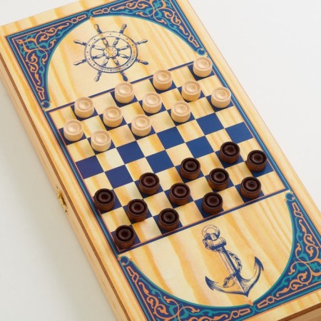 Narts "Sailing", wooden board 50 x 50 cm, with a field for playing checkers-5