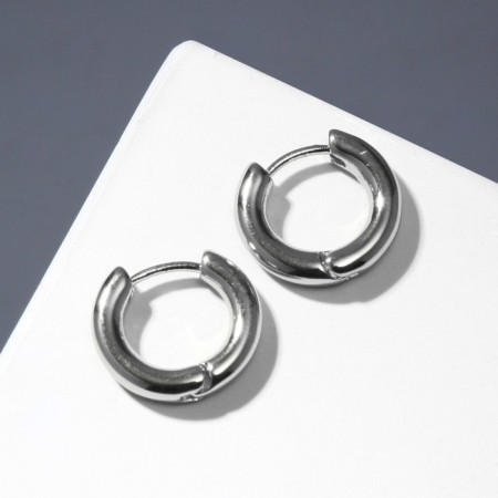 Ring Earrings "Minimalism" Closing, Silver Color
