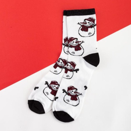 New Year's socks KAFTAN "Snowman" Size 41-44 (27-29 cm), white color-1