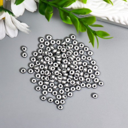 Glass beads 6/0 "metallic. Silver" 10 g-1